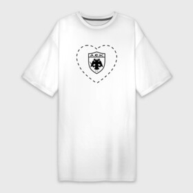 Платье-футболка хлопок с принтом Лого AEK Athens в сердечке в Петрозаводске,  |  | aek | aek athens | athens | club | football | logo | love | аек | клуб | лого | мяч | сердечко | символ | спорт | футбол | футболист | футболисты | футбольный