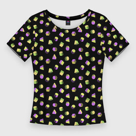 Женская футболка 3D Slim с принтом Объемные цветные геометрические фигуры в Петрозаводске,  |  | 3д | абстракция | геометрические | желтый | зеленый | кубик | много | многоугольник | разброс | розовый | фигуры | цилиндр