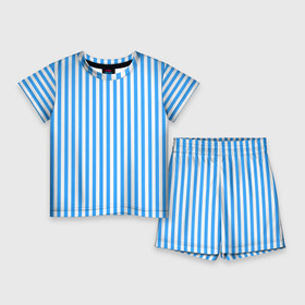 Детский костюм с шортами 3D с принтом ПОЛОСКИ  СИНИЕ в Петрозаводске,  |  | абстракция | белый | летний | модный | паттерн | полосатая | полоски | полоску | свежий | синий | топовый