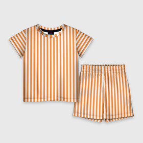 Детский костюм с шортами 3D с принтом ПОЛОСКИ  ОРАНЖЕВЫЙ в Петрозаводске,  |  | абстракция | белый | летний | модный | оранжевый | паттерн | полосатая | полоски | полоску | топовый