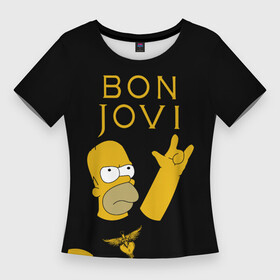 Женская футболка 3D Slim с принтом Bon Jovi Гомер Симпсон Рокер в Петрозаводске,  |  | bon | bon jovi | gomer | homer | jovi | rock | simpson | simpsons | бон | бон джови | глэм | гомер | группа | джови | джон | метал | рок | рокер | симпсон | симпсоны | хард