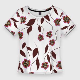 Женская футболка 3D Slim с принтом Розовые цветы вишни на светлом фоне в Петрозаводске,  |  | flower | sakura | вишня | сакура | цветы