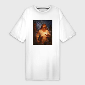 Платье-футболка хлопок с принтом Небесный огонь в руке Сварога в Петрозаводске,  |  | бог сварог | сварог | славяне | славянская религия | славянская символика | язычество