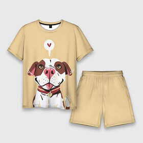 Мужской костюм с шортами 3D с принтом Собачья любовь в Петрозаводске,  |  | бульдог | друг человека | животное | питомец | псина | собака | собачка