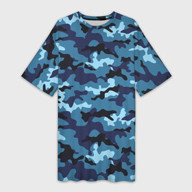 Платье-футболка 3D с принтом Камуфляж Тёмно Синий  Camouflage Dark Blue в Петрозаводске,  |  | blue | camo | camouflage | dark | камуфляж | синий | тёмный