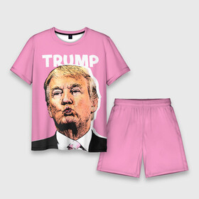Мужской костюм с шортами 3D с принтом Дональд Трамп на розовом в Петрозаводске,  |  | america | donald trump | америка | дональд | дональд трамп | сша | трамп