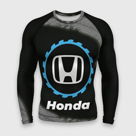 Мужской рашгард 3D с принтом Honda в стиле Top Gear со следами шин на фоне в Петрозаводске,  |  | auto | brand | gear | honda | logo | symbol | top | авто | бренд | гир | лого | символ | следы | топ | хонда | шин | шины