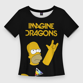 Женская футболка 3D Slim с принтом Imagine Dragons Гомер Симпсон Рокер в Петрозаводске,  |  | dragons | gomer | homer | imagine | imagine dragons | simpson | simpsons | вообрази драконов | гомер | драгонс | дрэгонс | именджин | имэджин | рокер | симпсон | симпсоны