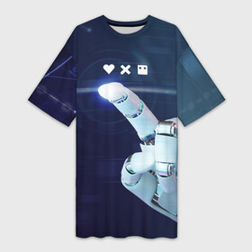 Платье-футболка 3D с принтом Love Death and Robots: кто мы в Петрозаводске,  |  | robot | robots | андроид | биоробот | будущее | искусственный интеллект | машина | механическая рука | разум | робот | роботы | рука | сериал | фантастика | фильм