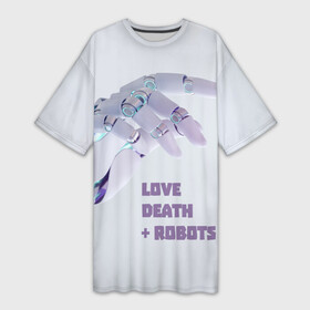 Платье-футболка 3D с принтом Любовь. Смерть. Роботы: кто ты в Петрозаводске,  |  | robot | robots | андроид | биоробот | будущее | искусственный интеллект | машина | механическая рука | разум | робот | роботы | рука | сериал | фантастика | фильм