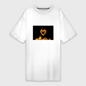 Платье-футболка хлопок с принтом Fire Heart в Петрозаводске,  |  | heart | valentine | аффект | борьба | влюбленный | гори | горит | горячий | греть | день святого валентина | жара | жжёт | жжот | знак | искра | кардио | костер | любовь | минимал | нагрев | надежда | накал
