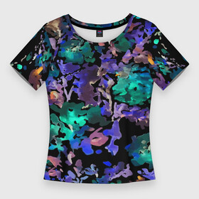 Женская футболка 3D Slim с принтом Floral pattern  Summer night  Fashion trend 2025 в Петрозаводске,  |  | abstraction | fashion | flowers | neon | night | pattern | summer | trend | абстракция | лето | мода | неон | ночь | тренд | узор | цветы