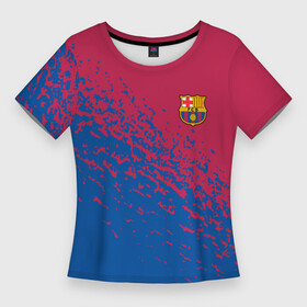 Женская футболка 3D Slim с принтом barcelona  маленькое лого в Петрозаводске,  |  | barca | barcelona | fc barca | барка | барселона