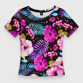 Женская футболка 3D Slim с принтом Floral pattern  Summer night  Fashion trend в Петрозаводске,  |  | fashion | flowers | night | pattern | summer | trend | лето | мода | ночь | паттерн | тренд | цветы