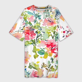 Платье-футболка 3D с принтом Floral pattern  Watercolour  Summer в Петрозаводске,  |  | abstraction | fashion | flowers | pattern | summer | watercolour | абстракция | акварель | лето | мода | узор | цветы