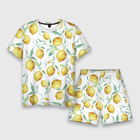 Мужской костюм с шортами 3D с принтом Лимоны Нарисованные Акварелью в Петрозаводске,  |  | lemon | nature | summer | акварель | лето | лимон | нарисованые | природа | фрукты