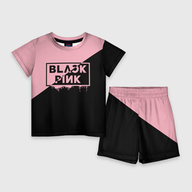 Детский костюм с шортами 3D с принтом BLACKPINK  BIG LOGO в Петрозаводске,  |  | black  pink | blackpink | jennie | jisoo | k pop | lalisa | группа | к поп | корейская группа | розовый | черный