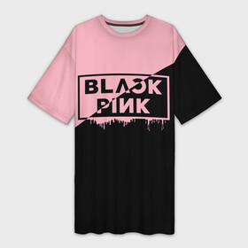 Платье-футболка 3D с принтом BLACKPINK  BIG LOGO в Петрозаводске,  |  | black  pink | blackpink | jennie | jisoo | k pop | lalisa | группа | к поп | корейская группа | розовый | черный