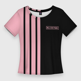 Женская футболка 3D Slim с принтом BLACKPINK  HALF BLACK PINK  MINI LOGO в Петрозаводске,  |  | black  pink | black pink | blackpink | jennie | jisoo | k pop | lalisa | группа | к поп | корейская группа | розовый | черный