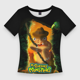 Женская футболка 3D Slim с принтом Stogg в Петрозаводске,  |  | Тематика изображения на принте: game | monsters | my singing monsters | my singings monsters | игра | игры | мои поющие монстры | монстры | поющие монстры