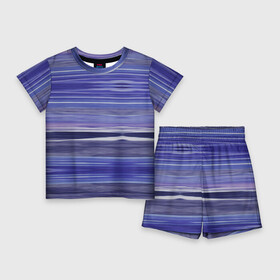 Детский костюм с шортами 3D с принтом Абстрактный синий полосатый узор в Петрозаводске,  |  | abstract | blue | pattern | striped | абстрактный синий | полосатый узор