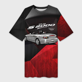 Платье-футболка 3D с принтом Honda S2000 в Петрозаводске,  |  | honda | honda s2000 | s2000 | автомобиль | гоночная машина | гоночное авто | машина | хонда