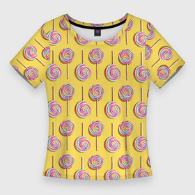 Женская футболка 3D Slim с принтом Sweetty candy в Петрозаводске,  |  | конфеты | леденец | леденцы | паттерн | сладости