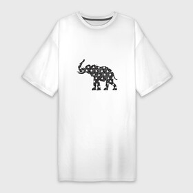 Платье-футболка хлопок с принтом Звездный слон в Петрозаводске,  |  | графика | животное | звезда | звезды | слон | штрих