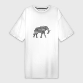 Платье-футболка хлопок с принтом Слон в шашечку в Петрозаводске,  |  | арт | графика | животное | звери | слон | такси | штрих