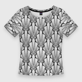 Женская футболка 3D Slim с принтом Современный геометрический узор светлый фон в Петрозаводске,  |  | art deco | black and white | fashionable | geometric pattern | арт деко | белый фон | геометрические фигуры | современный | черно белый