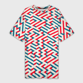 Платье-футболка 3D с принтом Изометрический Лабиринт в Петрозаводске,  |  | isometric | maze | pattern | изометрический | красный | лабиринт | узор