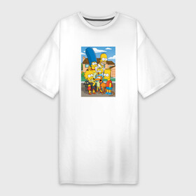 Платье-футболка хлопок с принтом Любимые Симпсоны в Петрозаводске,  |  | барт симпсонс | гомер симпсон | лиза симпсон | мардж симпсон | семья симпсонов | симпсоны