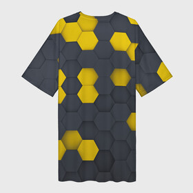 Платье-футболка 3D с принтом Разноцветные Соты Пчёл в Петрозаводске,  |  | bees | geometry | hexagon | honeycombs | геометрия | пчёлы | соты | шестиугольник