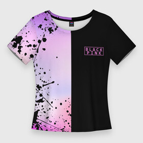 Женская футболка 3D Slim с принтом BLACKPINK  HALF COLORS в Петрозаводске,  |  | black  pink | black pink | blackpink | jennie | jisoo | k pop | lalisa | группа | к поп | корейская группа | розовый | черный