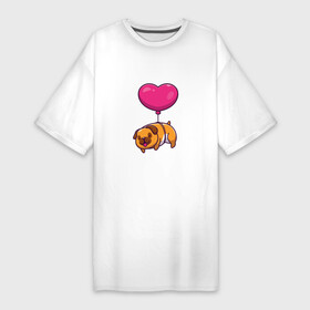 Платье-футболка хлопок с принтом Бульдог на шарике в Петрозаводске,  |  | animals | dog | love | бульдог | гав | друг | животные | любовь | пёс | питомец | сердечко | сердце | собака | собачка | шарик | щенок