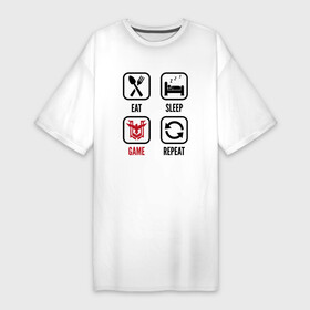 Платье-футболка хлопок с принтом Eat  Sleep  Free Fire  Repeat в Петрозаводске,  |  | eat sleep repeat | fire | free | free fire | garena | logo | гарена | игра | игры | лого | логотип | символ | фаер | фри