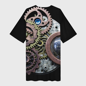 Платье-футболка 3D с принтом Mechanism of gears in Steampunk style в Петрозаводске,  |  | fashion | gears | mechanism | metal | steampunk | style | металл | механизм | мода | стиль | стимпанк | шестерёнки