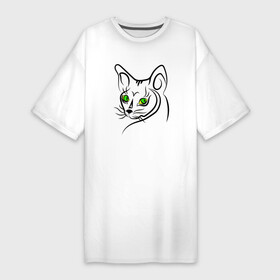 Платье-футболка хлопок с принтом Зеленые глазки в Петрозаводске,  |  | cat | котенок | котики | коты | кошки