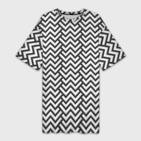 Платье-футболка 3D с принтом Чёрно Белый Зигзаг в Петрозаводске,  |  | abstraction | figure | geometry | isometric | pattern | shape | абстракция | белый | геометрия | зигзаг | изометрический | узор | фигура | форма | чёрный
