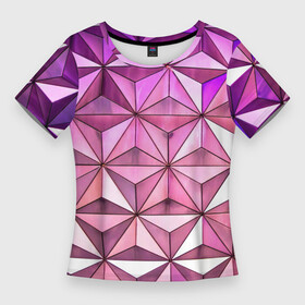 Женская футболка 3D Slim с принтом Треугольная стена в Петрозаводске,  |  | Тематика изображения на принте: арт | вектор | векторный рисунок | геометрия | рисунок | треугольник | треугольники | треугольный рисунок