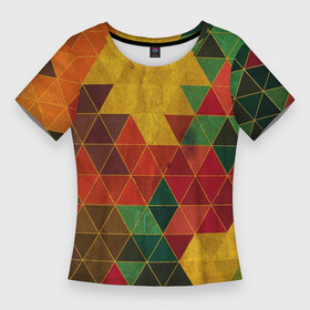 Женская футболка 3D Slim с принтом Треугольная старая стена в Петрозаводске,  |  | Тематика изображения на принте: арт | вектор | векторный рисунок | геометрия | кибер панкт | мозаика | рисунок | треугольник | треугольники