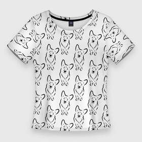 Женская футболка 3D Slim с принтом Корги (принт) в Петрозаводске,  |  | вельш | животные | корги | лапки | малыш | милота | мимими | мордочка | овчарка | орнамент | паттерн | пес | песик | порода | принт | собака | собачка | собачникам | собачники | уши | фауна | щенок
