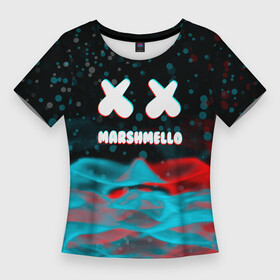 Женская футболка 3D Slim с принтом marshmello logo крапинки в Петрозаводске,  |  | face | logo | marsh | marshmallow | marshmello | marshmelo | mello | smile | лицо | лого | маршмеллов | маршмеллоу | маршмеллу | маршмело | маршмелов | маршмелоу | маска | музыка | рожица | символ | смайл | улыбка