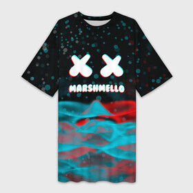 Платье-футболка 3D с принтом marshmello logo крапинки в Петрозаводске,  |  | face | logo | marsh | marshmallow | marshmello | marshmelo | mello | smile | лицо | лого | маршмеллов | маршмеллоу | маршмеллу | маршмело | маршмелов | маршмелоу | маска | музыка | рожица | символ | смайл | улыбка