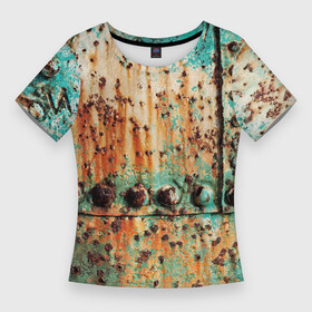 Женская футболка 3D Slim с принтом Искусство коррозии металла  Rust в Петрозаводске,  |  | corrosion | fashion | metal | rivet | rust | texture | заклёпка | коррозия | металл | мода | ржавчина | текстура