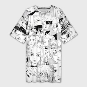 Платье-футболка 3D с принтом Tokyo Revengers паттерн в Петрозаводске,  |  | anime | chifuyu matsuno | manjirou sano | naoto tachibana | rindou haitani | tokyo revengers | аниме | анимэ | мандзиро сано | наото татибана | ран х | риндо хайтани | тифую мацуно | токийские мстители | чифую мацуно