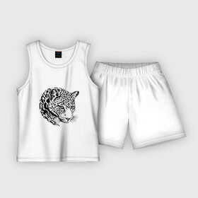 Детская пижама с шортами хлопок с принтом POSING JAGUAR в Петрозаводске,  |  | animal | charming | jaguar | jungle | predator | wild | джунгли | дикий | животное | очаровательный | хищник | ягуар