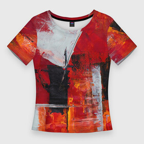 Женская футболка 3D Slim с принтом Красно бело черная стена в Петрозаводске,  |  | абстрактное | абстракционизм | абстракция | белый | живопись | искусство | картина | краска | краски | красный | палитра | полотно | ремонт | стена | строитель | три цвета | цвет | черный