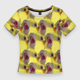 Женская футболка 3D Slim с принтом Попугай Корелла Орёт  Мем в Петрозаводске,  |  | животные | корелла | мем | попугай | попугай кричит | птицы