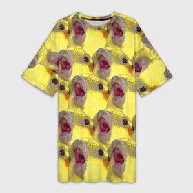 Платье-футболка 3D с принтом Попугай Корелла Орёт  Мем в Петрозаводске,  |  | животные | корелла | мем | попугай | попугай кричит | птицы